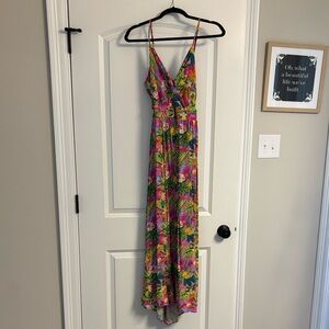 Cupshe Tropical Floral Maxi Dress - Pink and Green